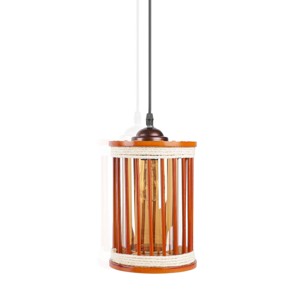 Slide  #1 Lustre en bois forme cage circulaire