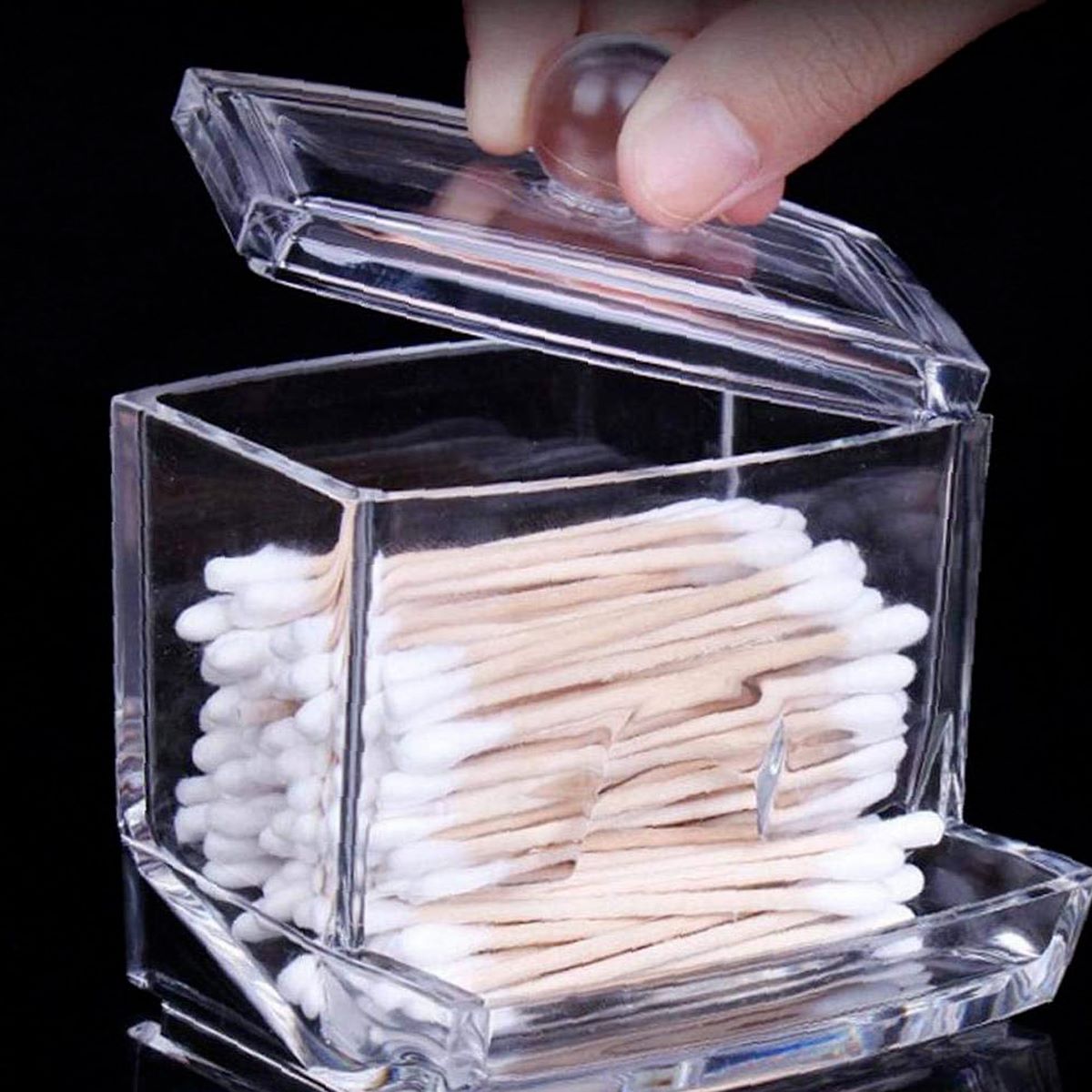 BoÎtes De Rangement Transparentes Pour Cotons-tiges - Organisateur De Coton- Tige Acrylique Pour Tampons De Coton-tiges Maquillage
