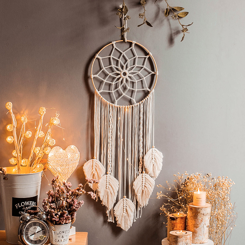 Boîtes De Rangement Macramé Chapeau Cintres Boho Pour Mur Bohème