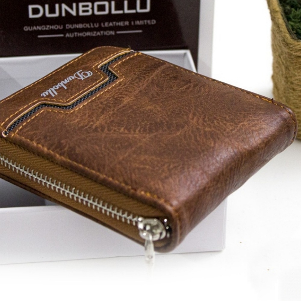 Portefeuille Court Luxe Pour Homme XXL - Porte-cartes Avec Zip, En Polyuréthane, Fait Main