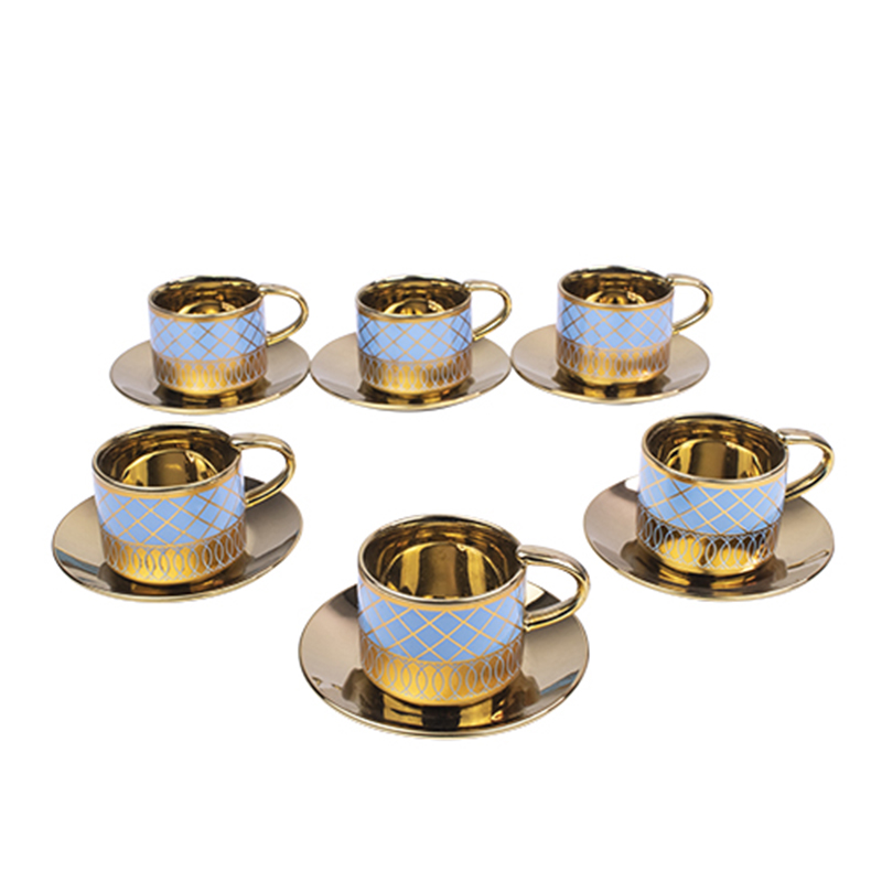 Lot De 6 Tasses à Café Excelsa Abbraccio - Céramique Multicolore, Soucoupe Et Cuillère Incluses