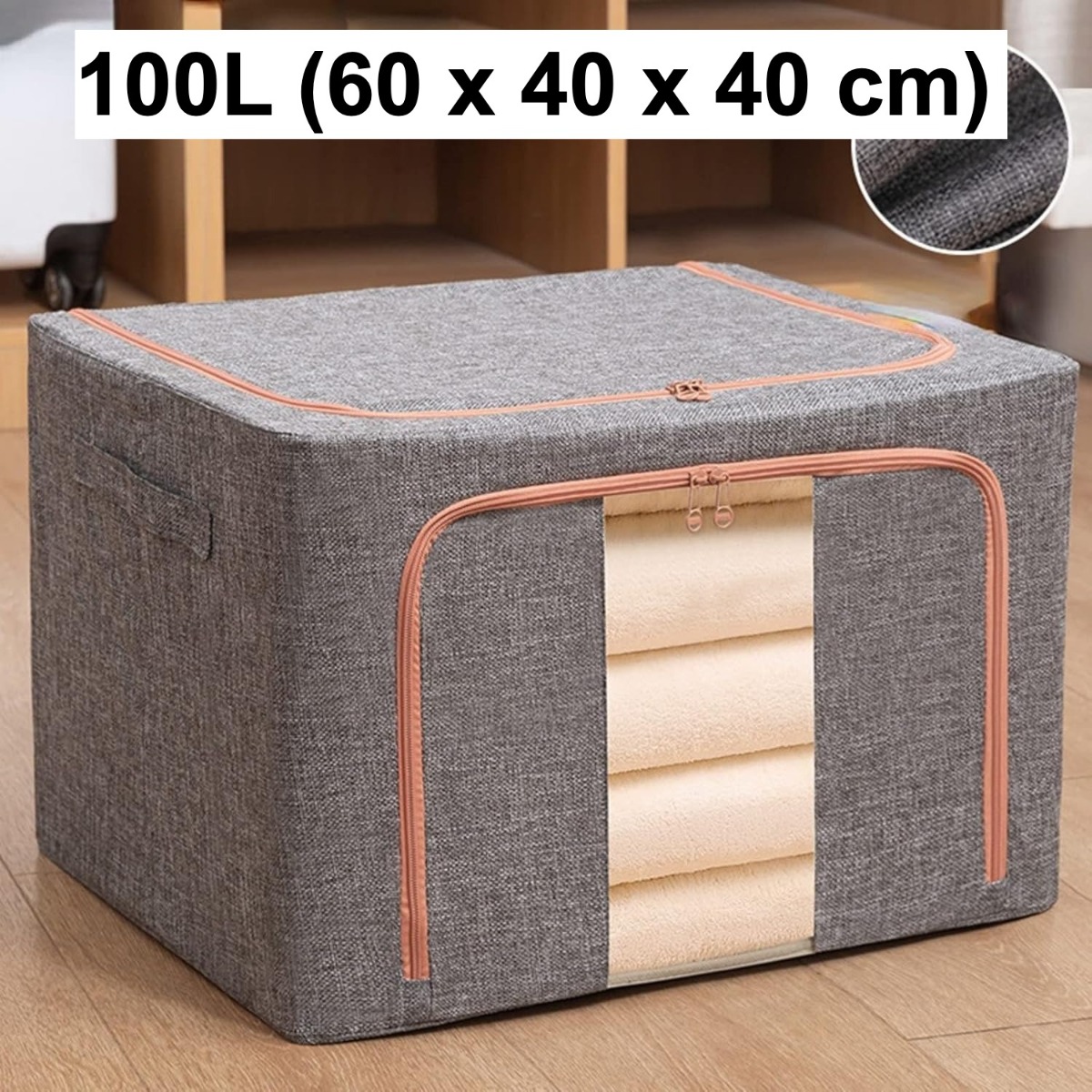 Boîte De Rangement Pliable,Panier En Tissu Avec Fenêtre Transparente Et