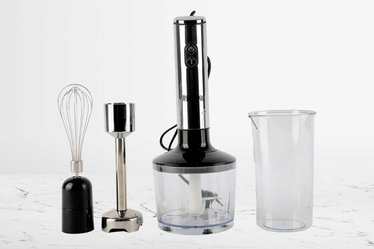 mixeur plongeant 4 en 1 acier inoxydable